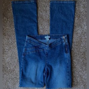 Blue V Cut Waist Denim Jeans